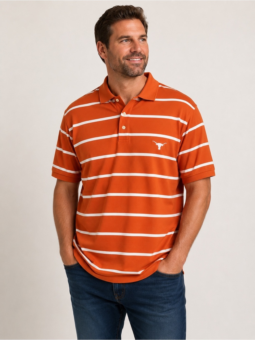 Texas Longhorns Burnt Orange Striped Polo Shirt Men’s XL NWT Officially Licensed